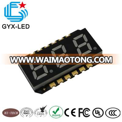 White color 3 digit 7 segment led display SMD type